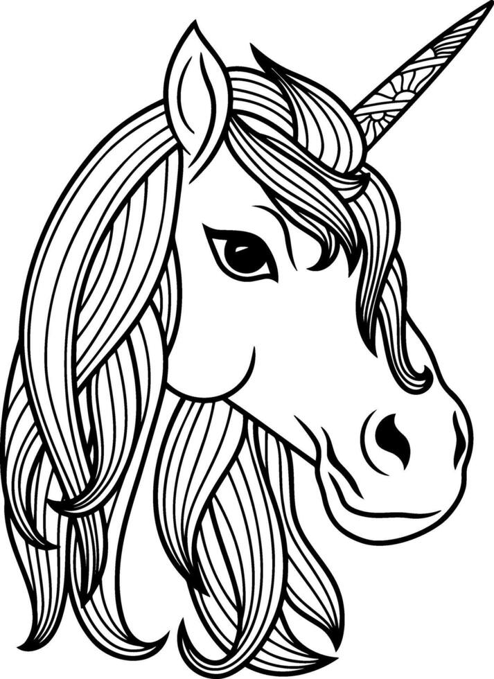 eenhoorn droom groot paard magisch dier tatoeëren schetsen vector illustratie