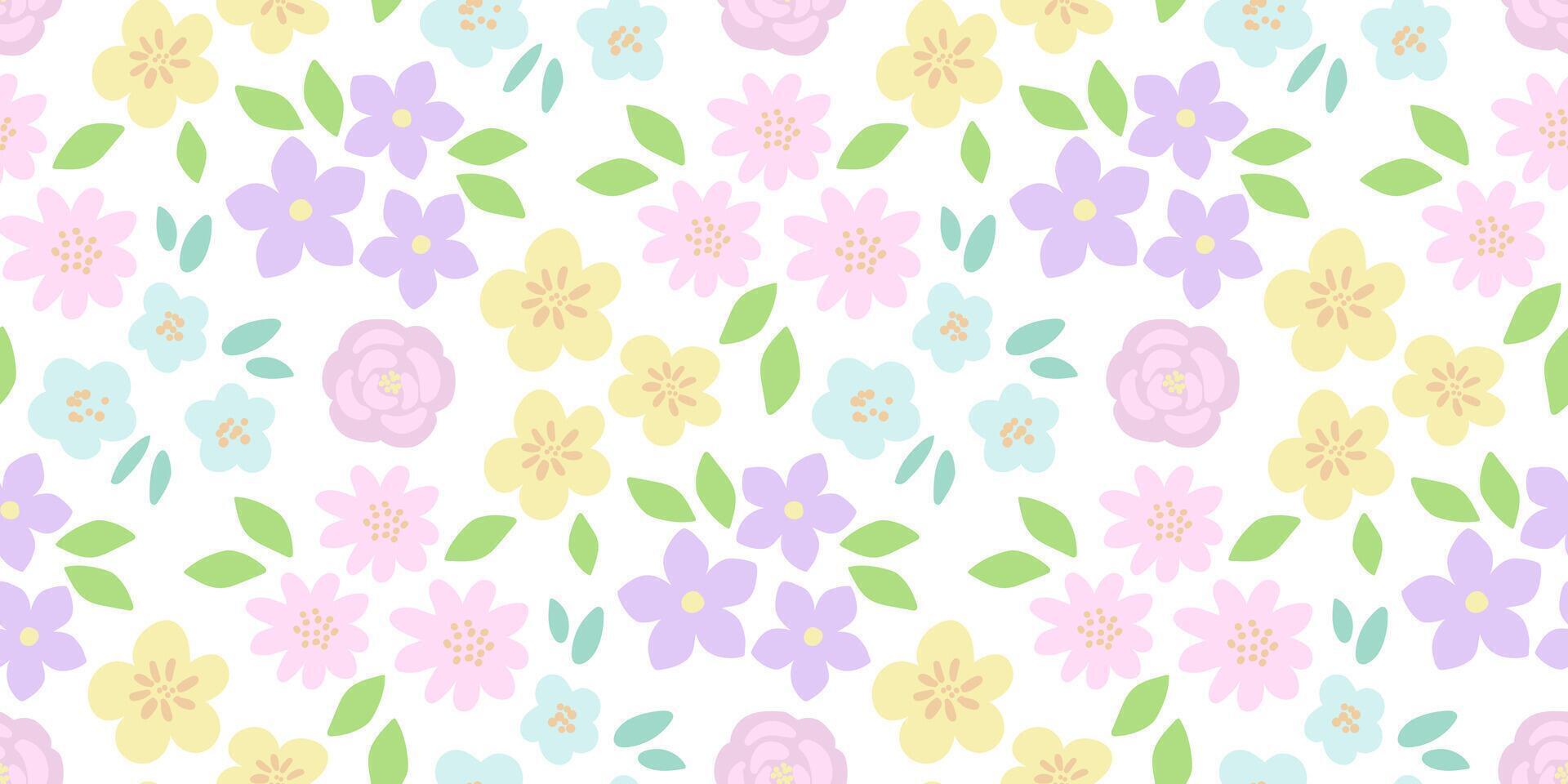 bloeiend bloemen naadloos patroon. voorjaar zomer pastel kleuren achtergrond vector