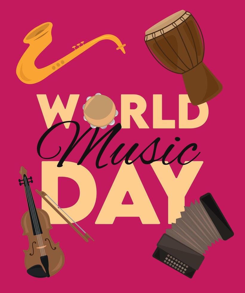 wereld muziek- dag vector illustratie. wereld muziek- dag ontwerp