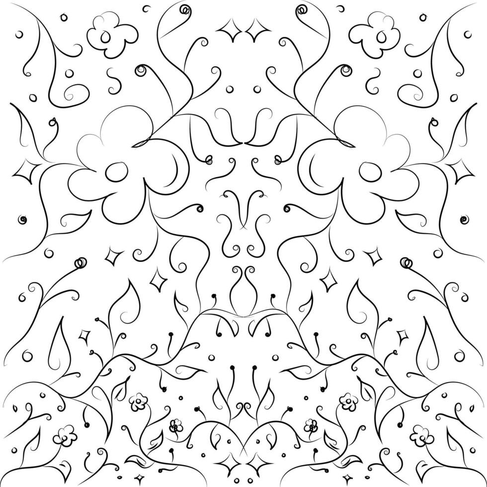 abstract lijn bloemen tekening naadloos patroon vector