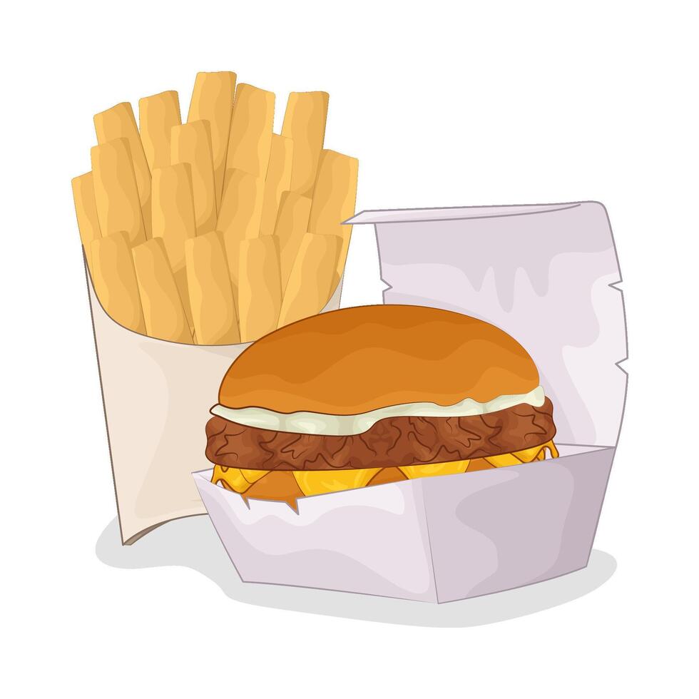 illustratie van hamburger en Frans Patat vector