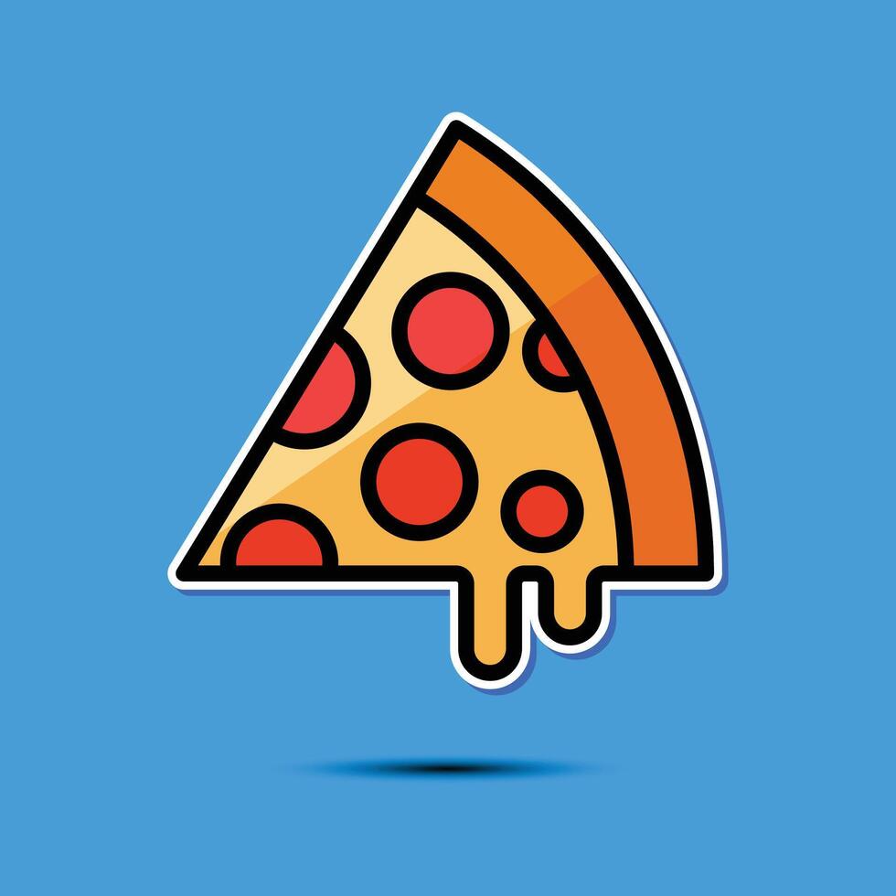 een plak van pizza sticker vector illustratie