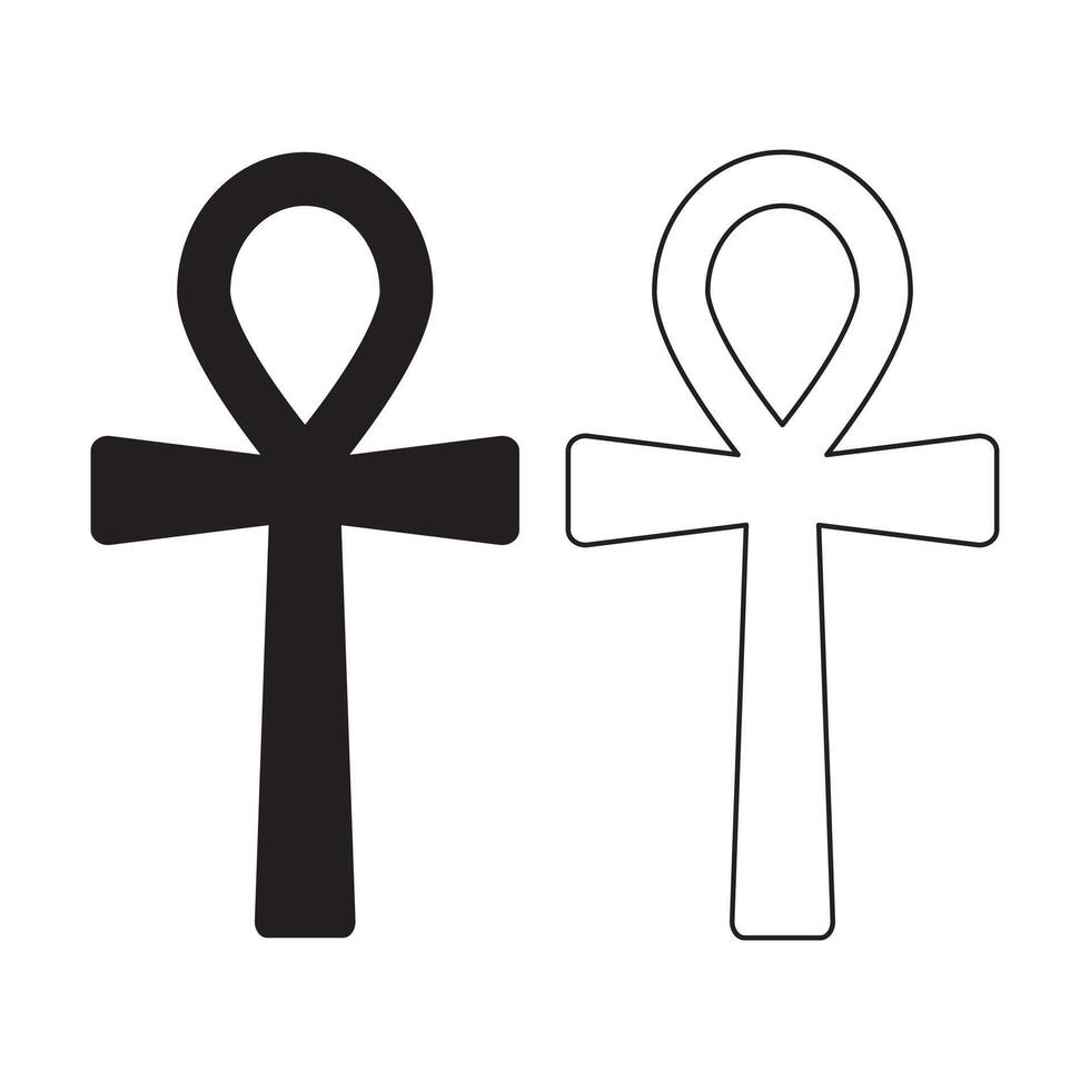 ankh symbool icoon, verzameling van oude Egyptische ankh tekens, symbool van eeuwig leven, Egyptische kruis teken. vector