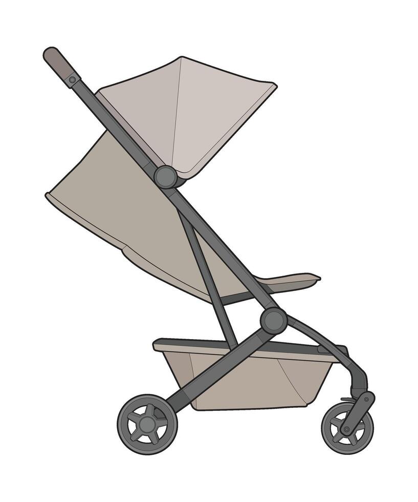 vector van baby wandelwagen geïsoleerd Aan wit achtergrond. vector illustratie van een schetsen stijl.