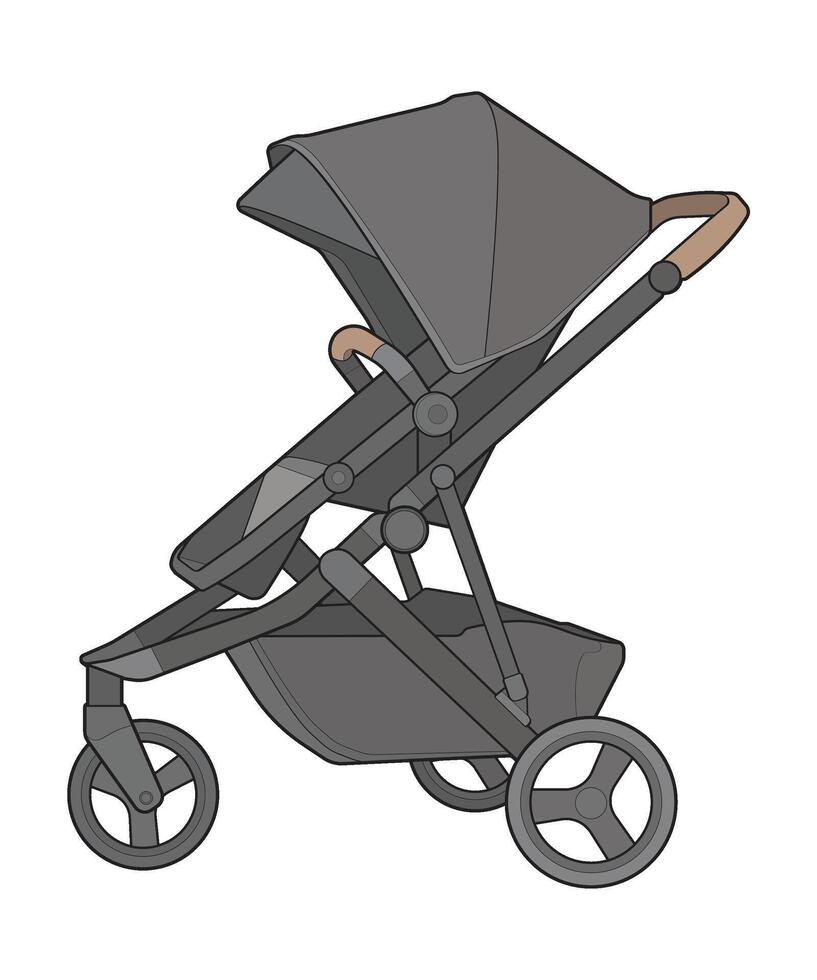 vector van baby wandelwagen geïsoleerd Aan wit achtergrond. vector illustratie van een schetsen stijl.