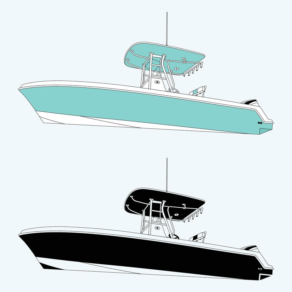 visvangst boot vector illustratie en een kleur vector.