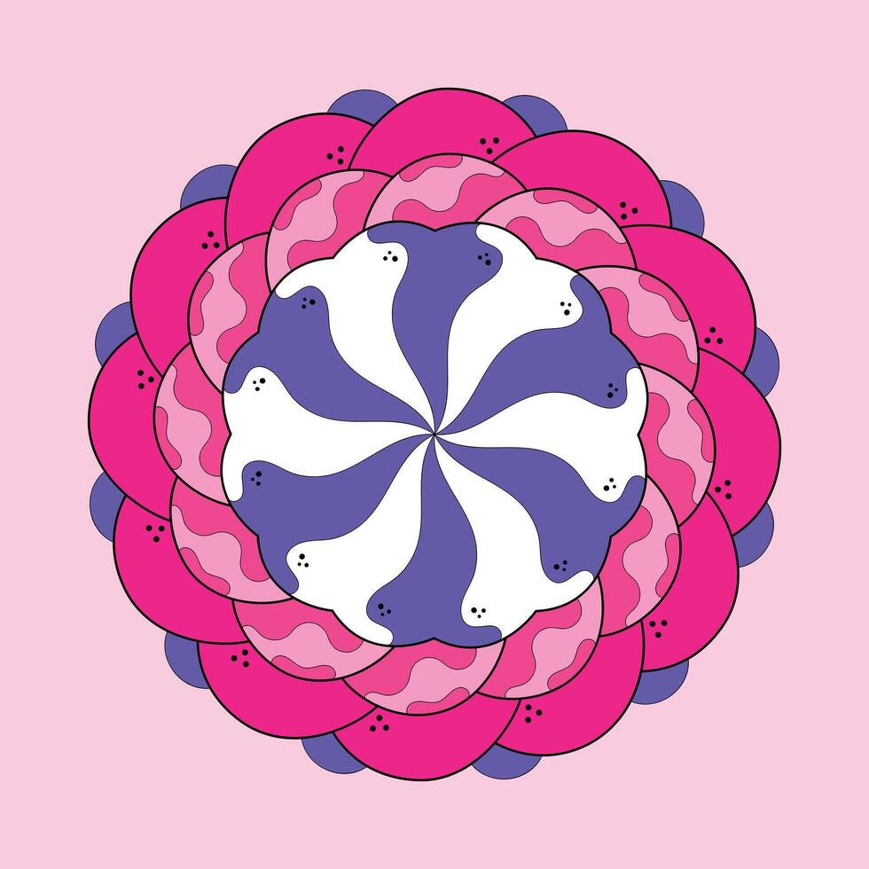 circulaire tekening patroon mandala decoratie. decoratief kleurrijk tribal ornament in etnisch oosters stijl. kleurrijk abstract bloemen of snoep taart met helder kleuren. vector