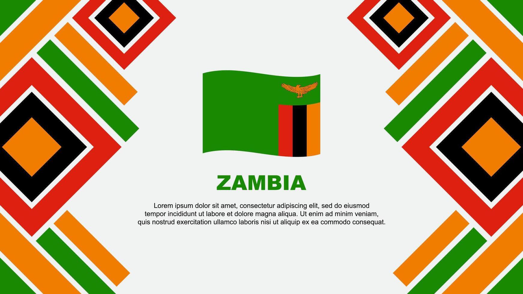 Zambia vlag abstract achtergrond ontwerp sjabloon. Zambia onafhankelijkheid dag banier behang vector illustratie. Zambia