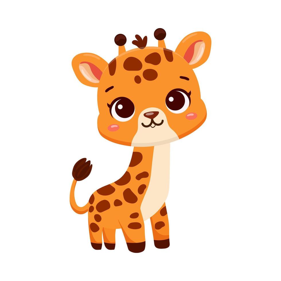 schattig jong giraffe staat Aan wit vector