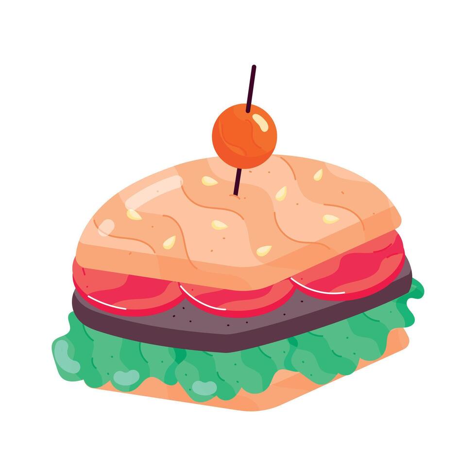 downloaden vlak sticker van een pasteitje hamburger vector