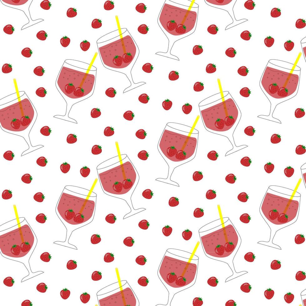 patroon met cocktail bril oranje, mojito, aardbei. decor met zomer alcoholisch drankjes. vector. vector