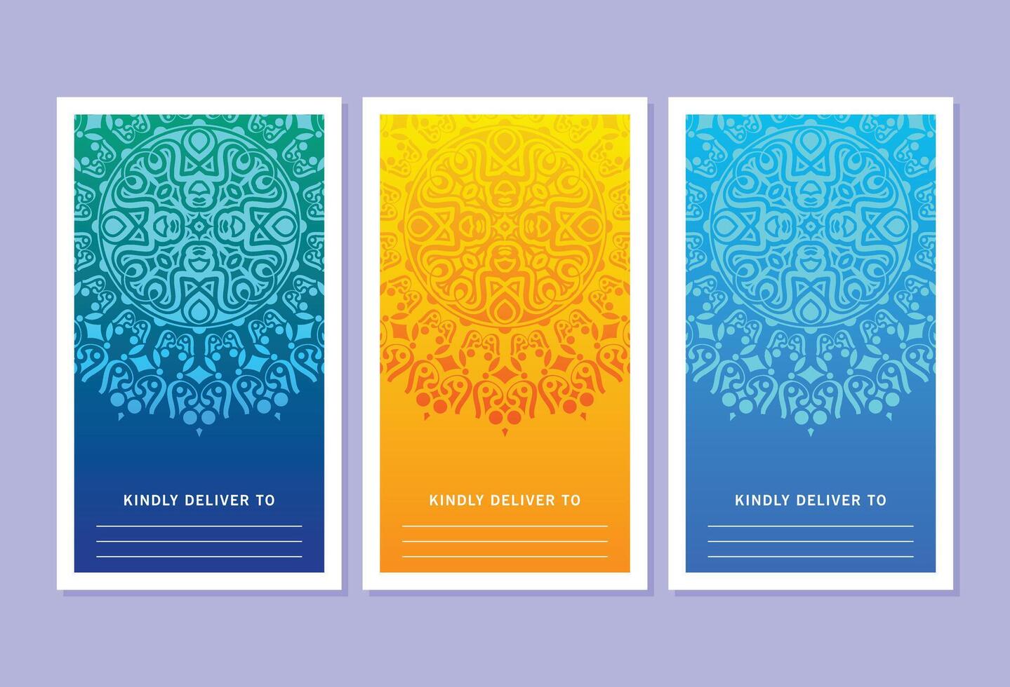 set kleurrijke mandala uitnodigingskaart vector