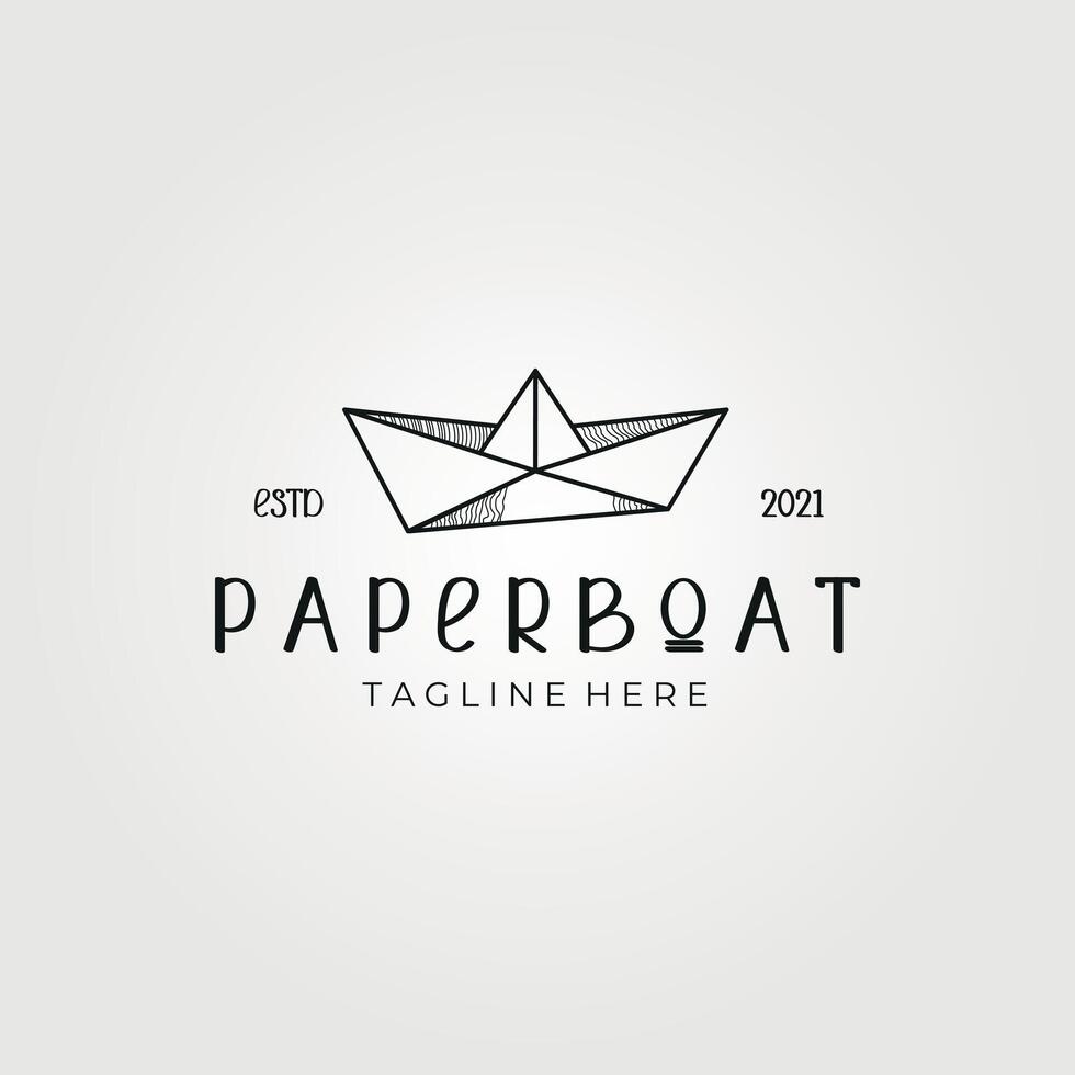 luxe papier boot logo vector wijnoogst illustratie ontwerp, retro ontwerp logo