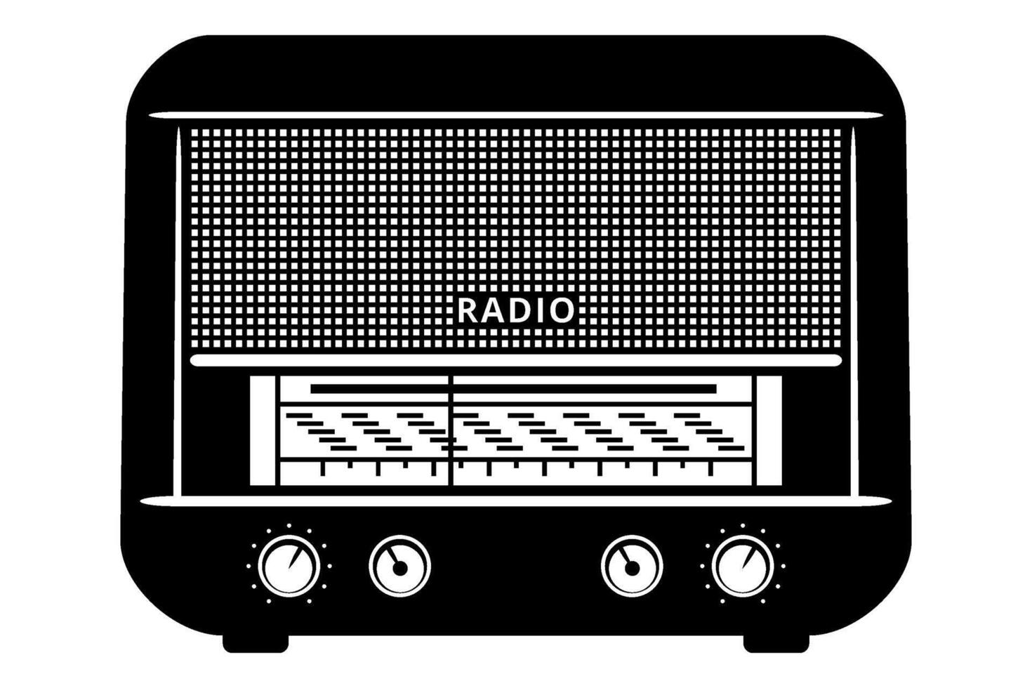 wijnoogst radio silhouet. vector clip art geïsoleerd Aan wit.