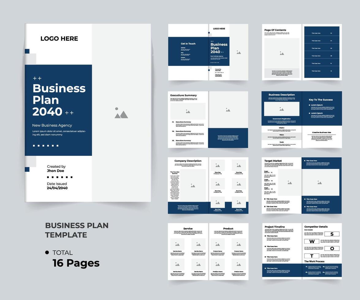 bedrijf plan lay-out a4 grootte 16 Pagina's ontwerp vector