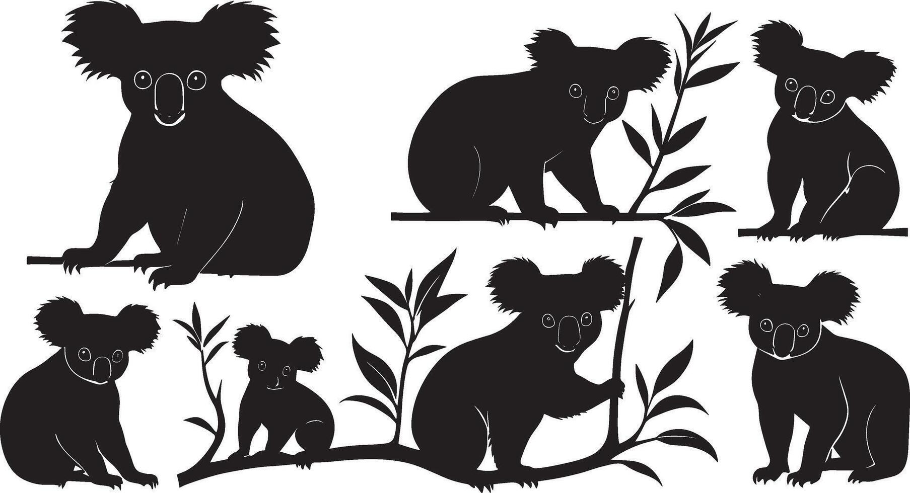 reeks van een koala silhouet vector illustratie