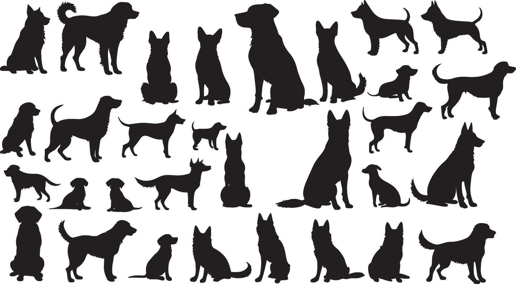 reeks van een hond silhouet vector illustratie