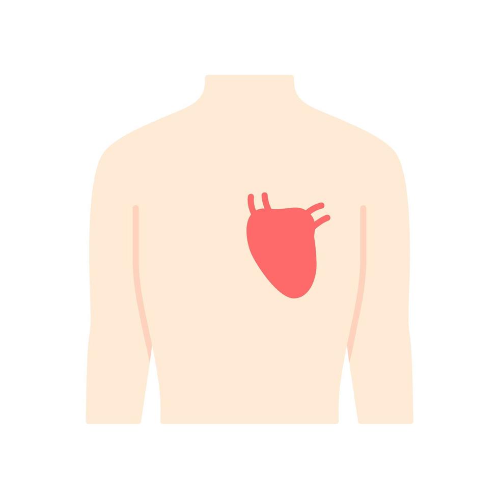 gezond hart plat ontwerp lange schaduw kleur icoon. orgel in goede gezondheid. functionerend cardiovasculair systeem. inwendig lichaamsdeel in goede staat. gezonde lichamelijke gezondheid. vector silhouet illustratie