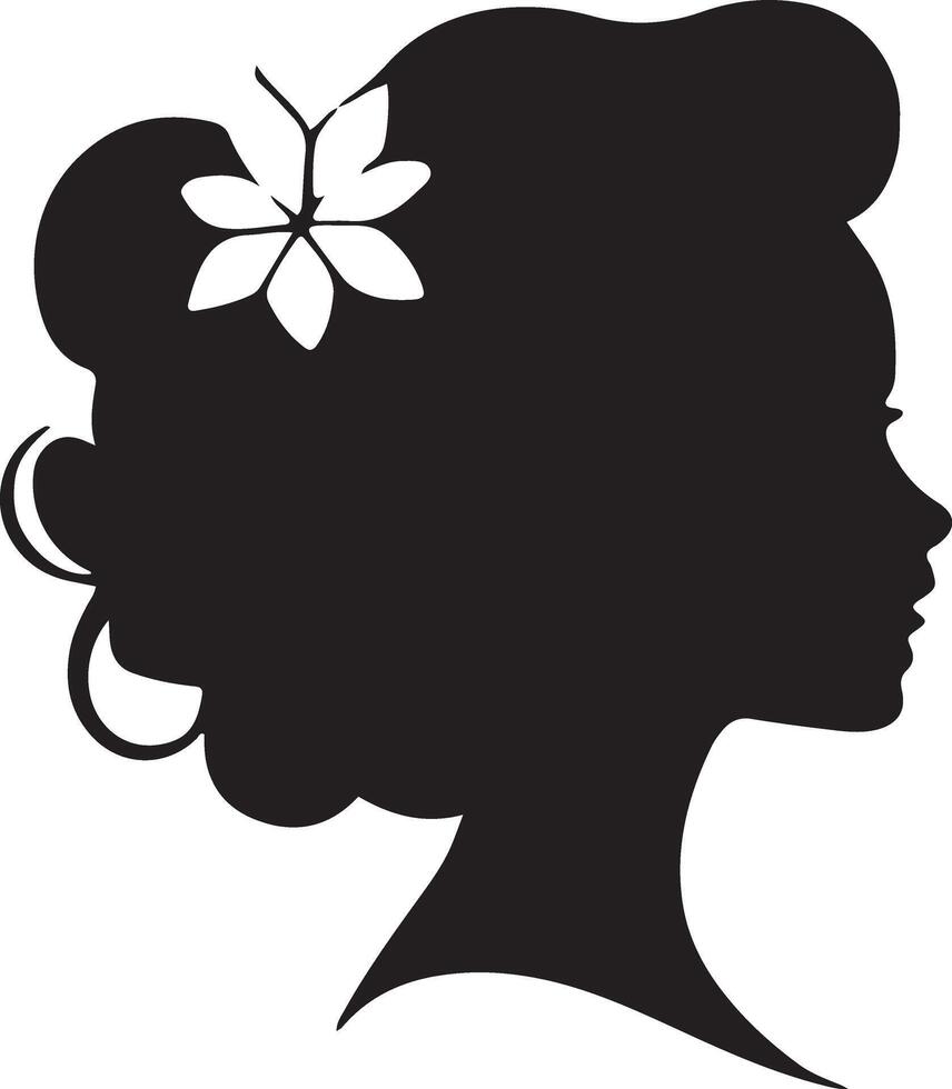 decoratief mode meisje voor schoonheid salon ontwerp. mooi vrouw silhouet. jong meisje met golvend dik haar. vector haar- stijl icoon