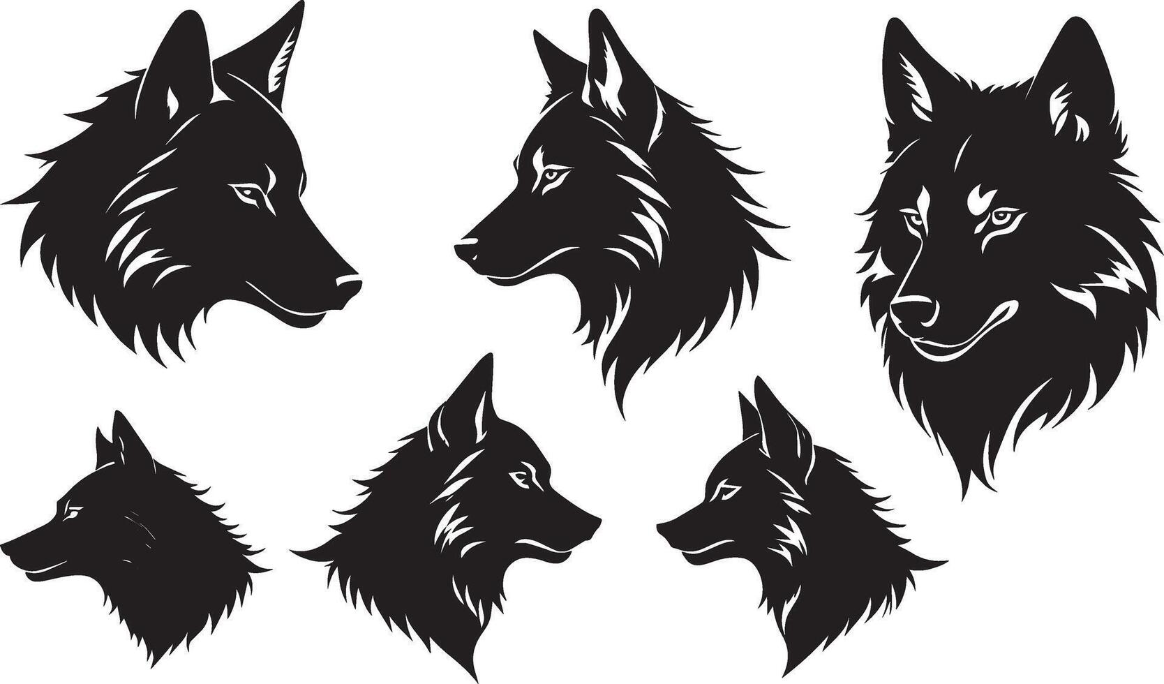 reeks van een wolf hoofd silhouet vector