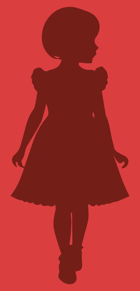 de silhouet van een weinig meisje in een jurk vector illustratie