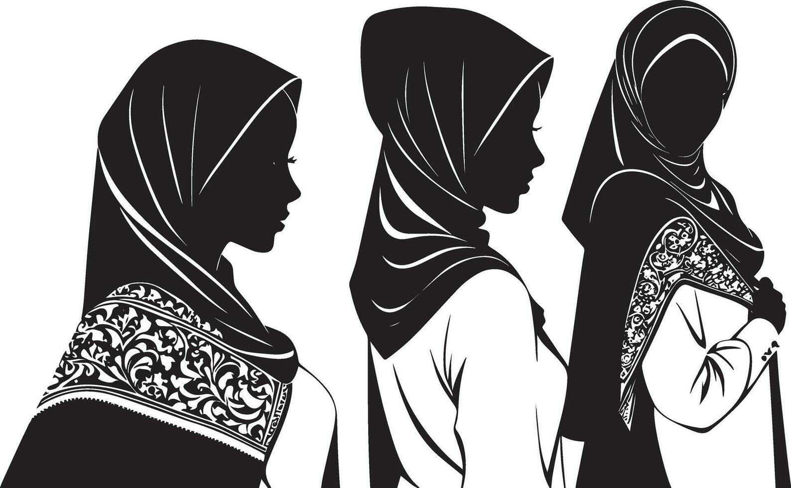 mooi moslim vrouw in hijab mode silhouet vector