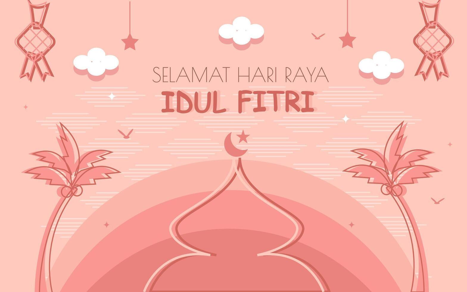 selamat hari raya idul fitri Islamitisch groet kaart gemakkelijk concept achtergrond ontwerp vector