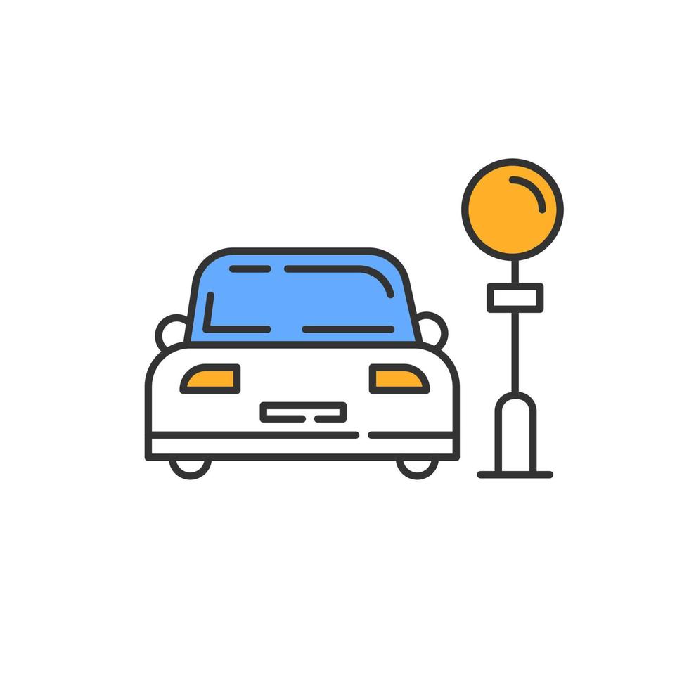 toegewezen parkeerplaats zone kleurpictogram. auto stad parkeerplaats, ruimte. stedelijke straat parkeerplaats gebied. geïsoleerde vectorillustratie vector