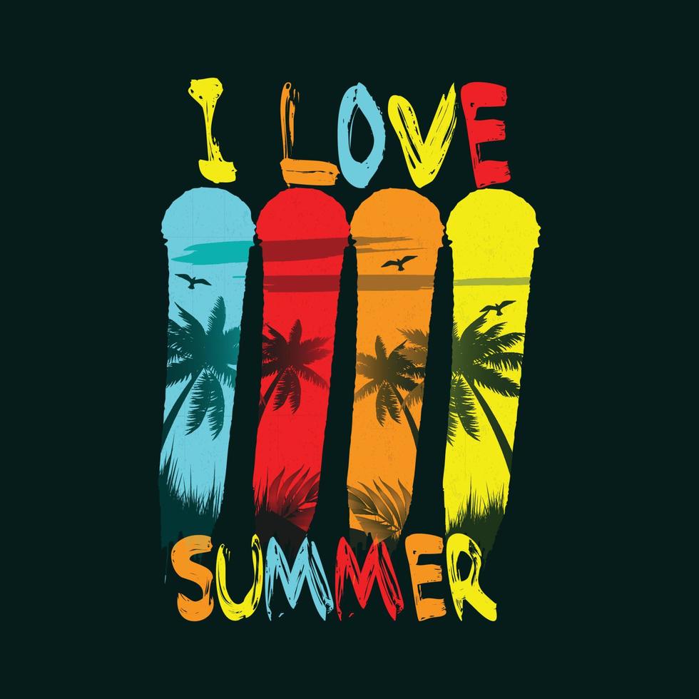 ik hou van zomers trendy t-shirtontwerp met palmbomen vector