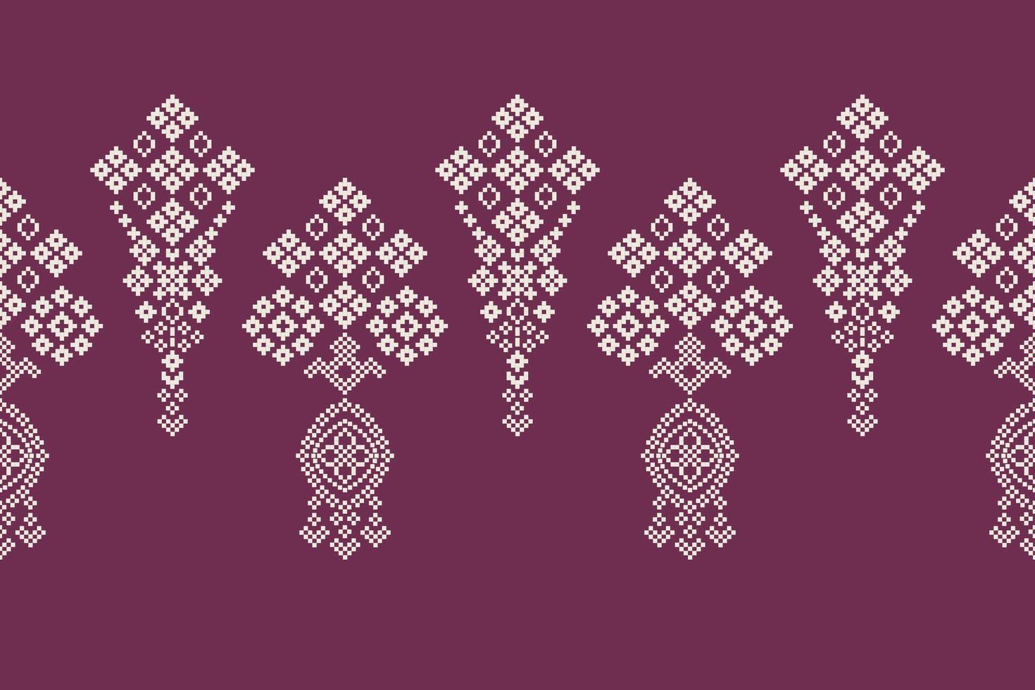 traditioneel etnisch motieven ikat meetkundig kleding stof patroon kruis steek.ikat borduurwerk etnisch oosters pixel paars Purper achtergrond. abstract,vector,illustratie. textuur, sjaal, decoratie, behang. vector