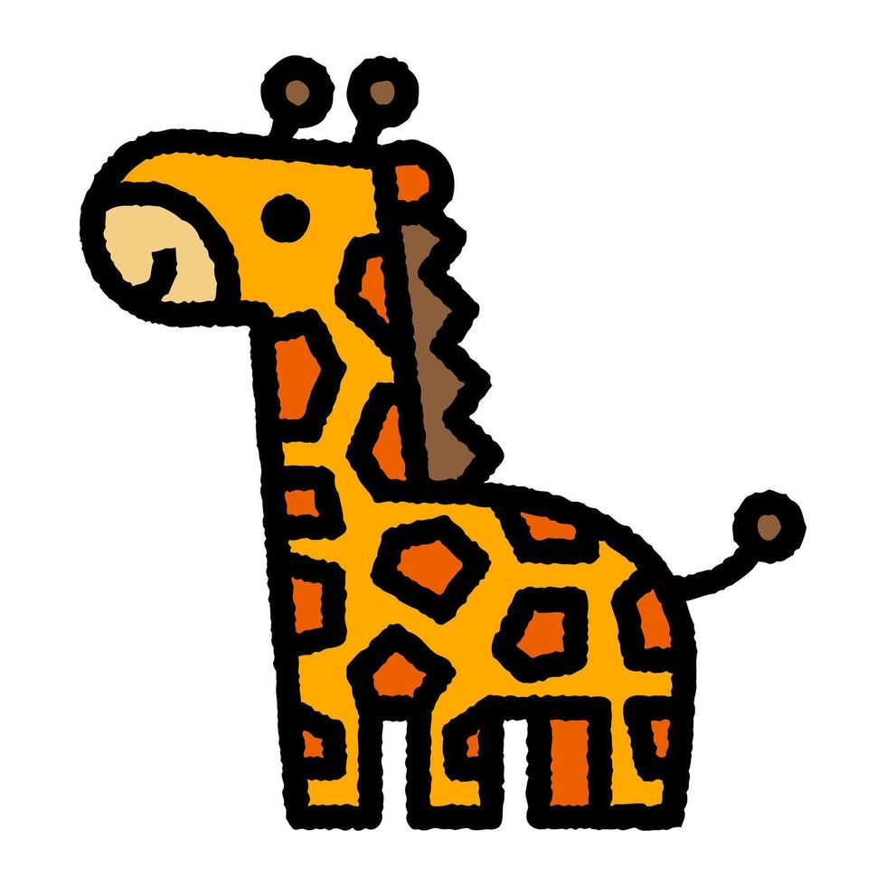 giraffe tekenfilm opruwen gevulde schets icoon vector