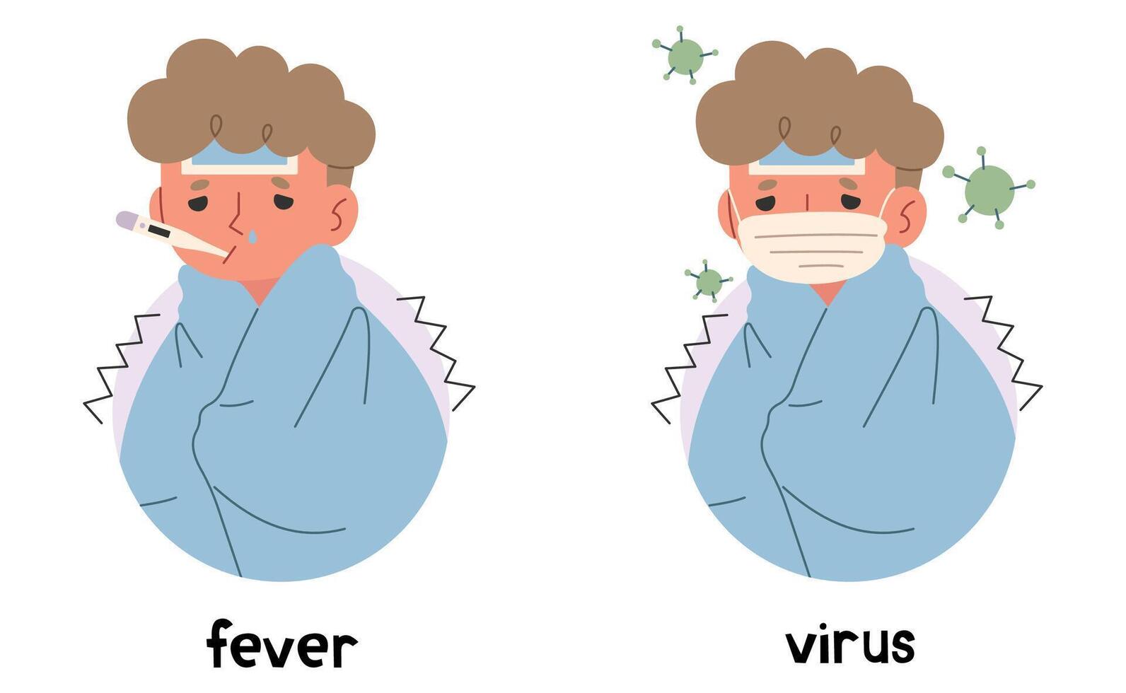 aandoeningen 3 schattig Aan een wit achtergrond, vector illustratie.