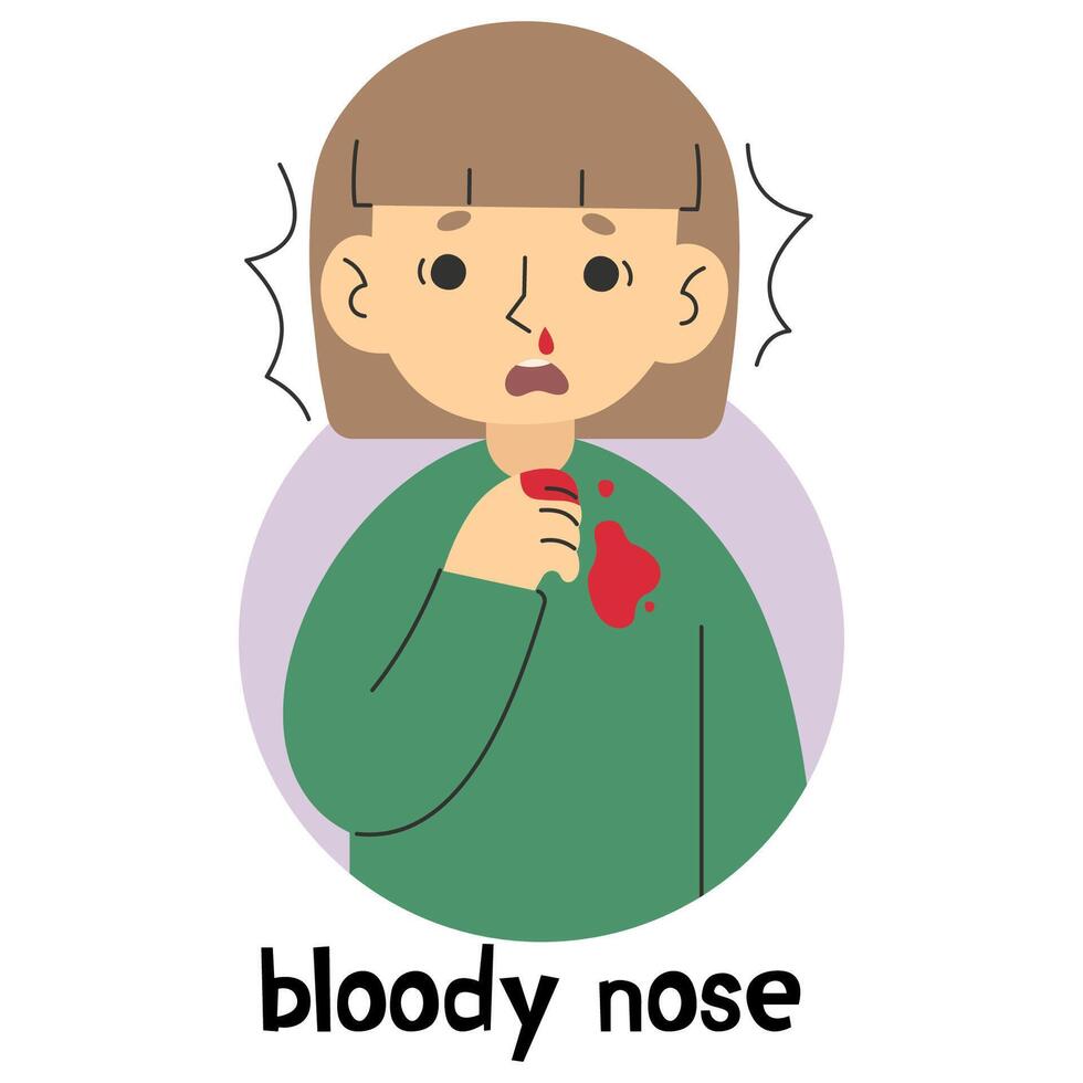 bloederig neus- 7 Aan een wit achtergrond, vector illustratie.