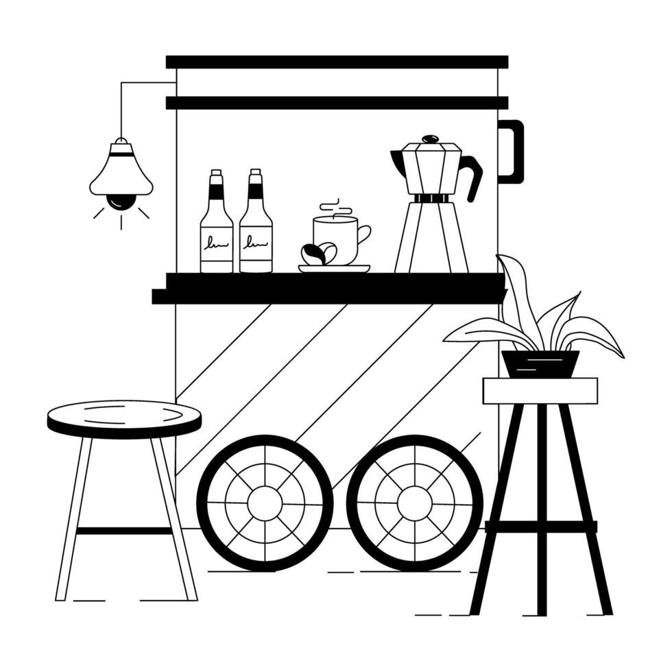 straat cafe lineair illustraties vector