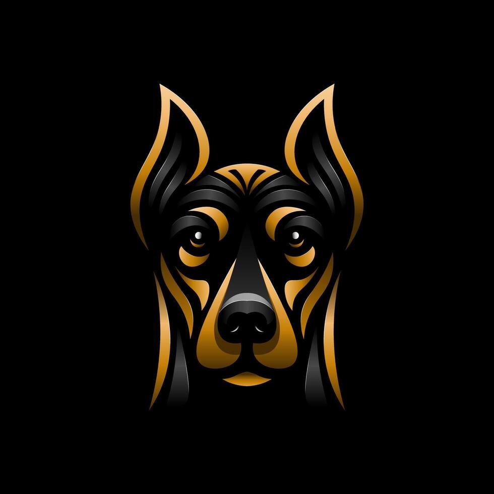 doberman hond hoofd logo kunst vector illustratie