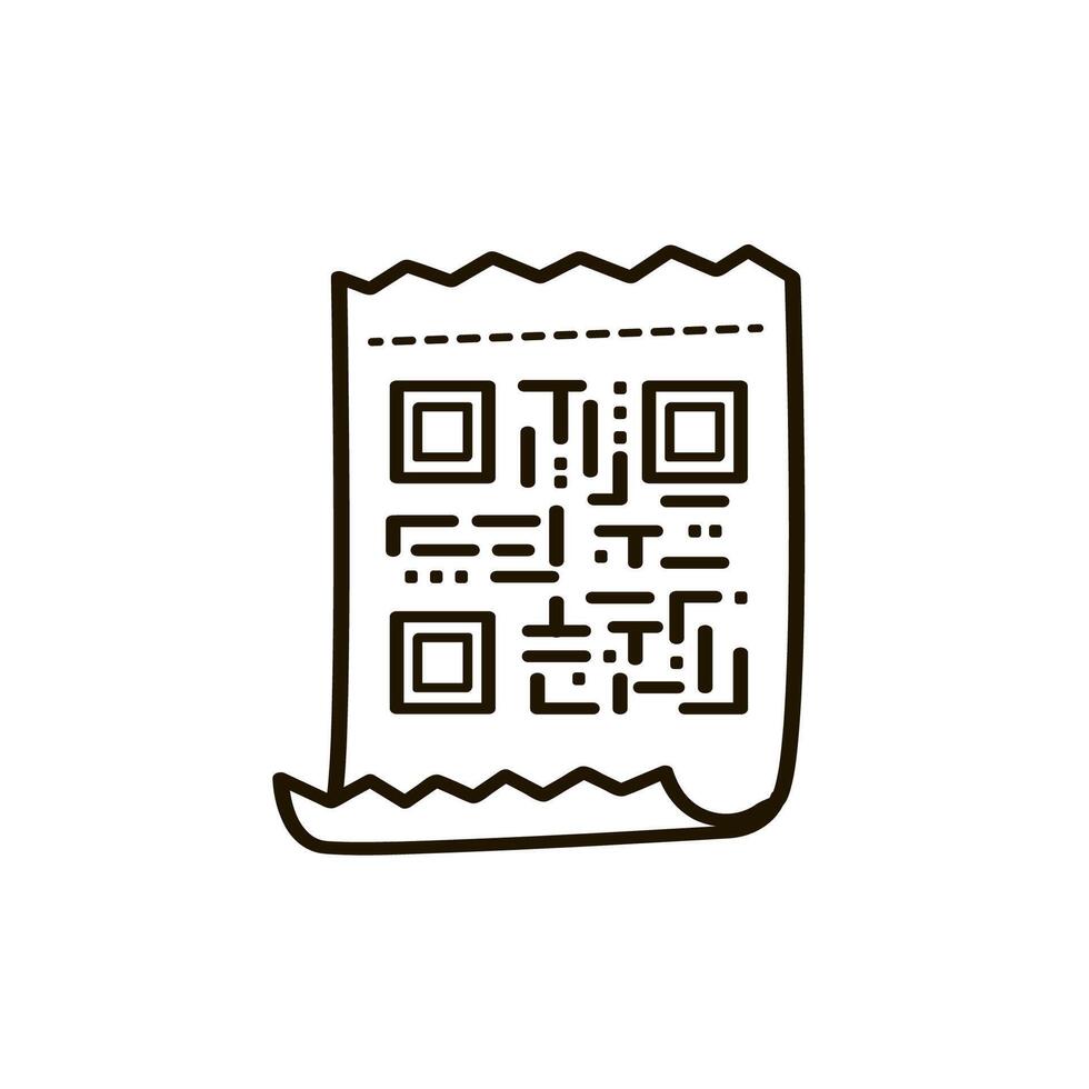 bon met een qr code. tekening icoon. vector illustratie voor afzet en elektronisch handel.