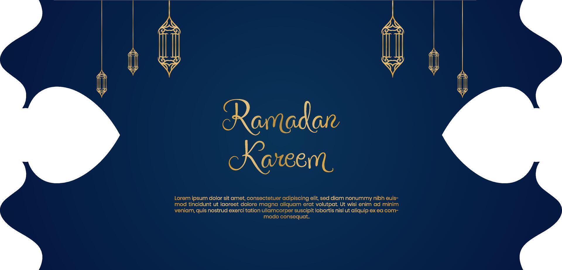 Ramadan kareem groet kaart met goud lantaarns vector