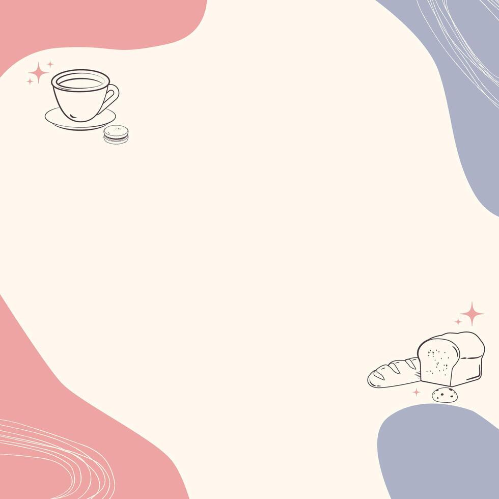 koffie en bakkerij lijn icoon achtergrond met kopiëren ruimte vector