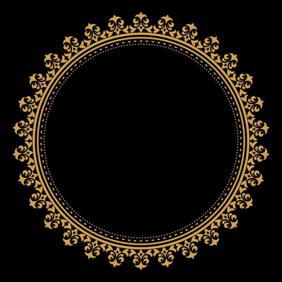luxe goud cirkel floreren kader met barok stijl details, wijnoogst gouden circulaire ronde, perfect voor bruiloft uitnodigingen en wijnoogst kaart ontwerp, bloemen bloem elementen, vector illustratie