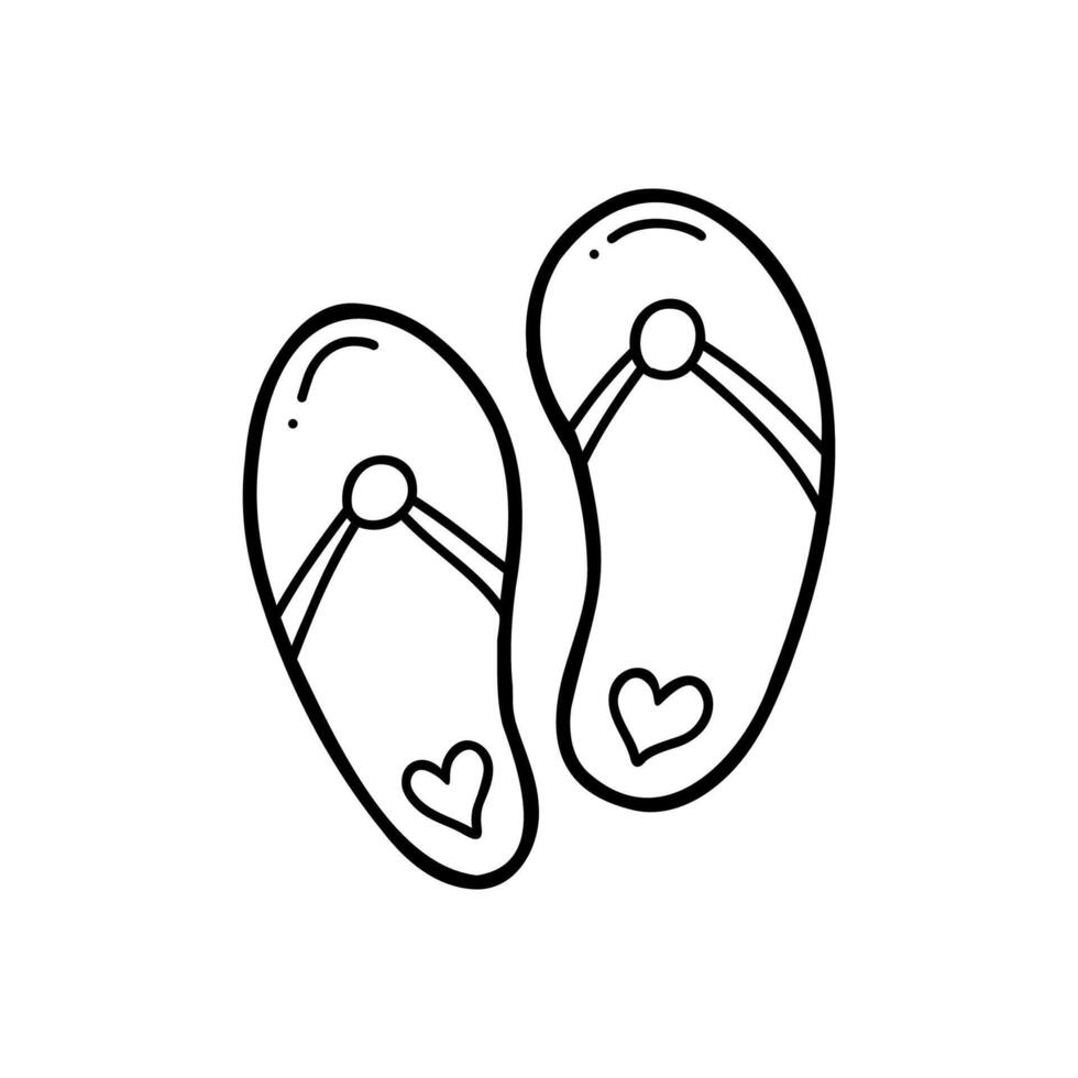 vector clip art van teenslippers in tekening stijl. voorraad geïsoleerd beeld Aan een wit achtergrond. minimalistische zwart lineair ontwerp geïsoleerd Aan wit achtergrond.