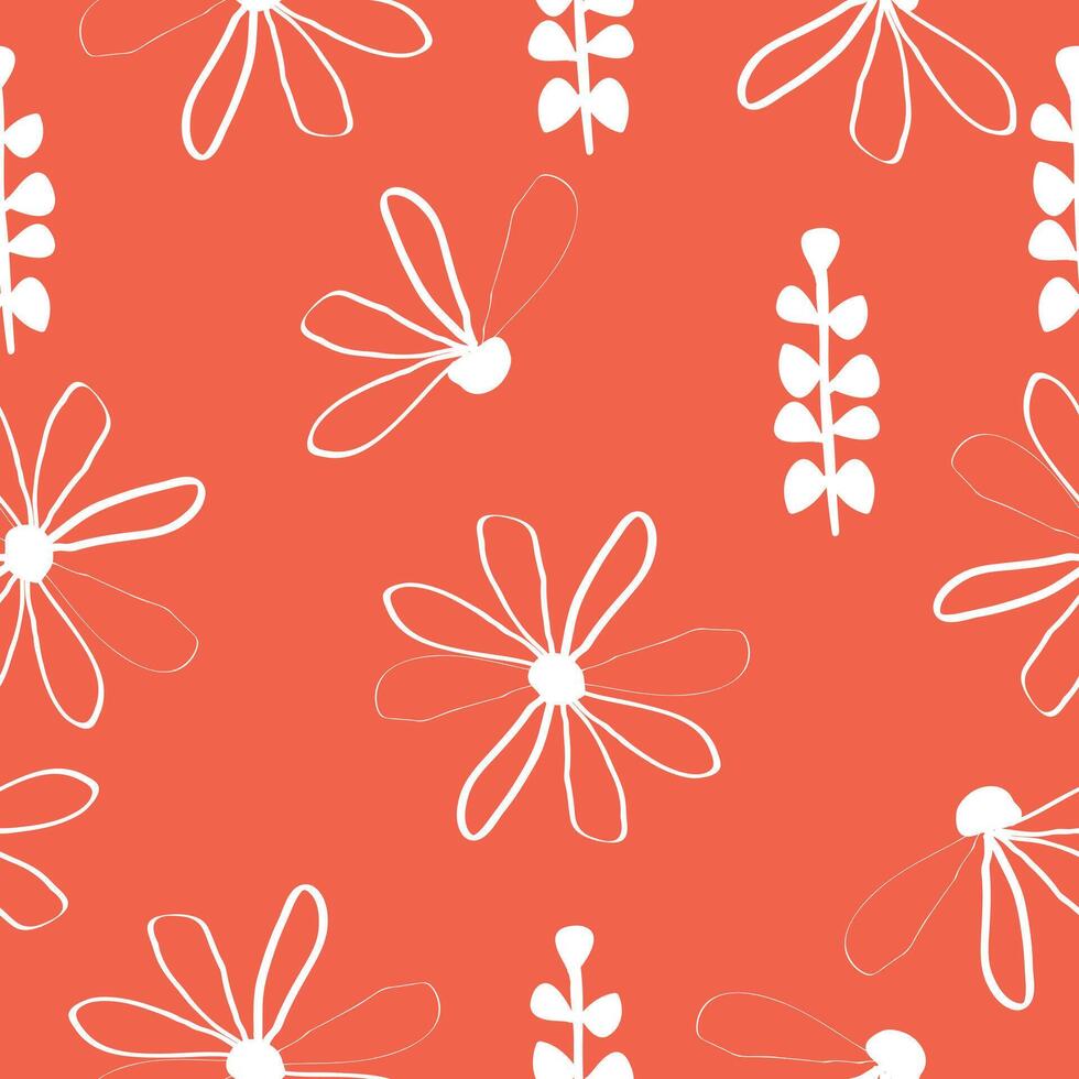 schattige handgetekende vintage bloemmotief naadloze achtergrond vector