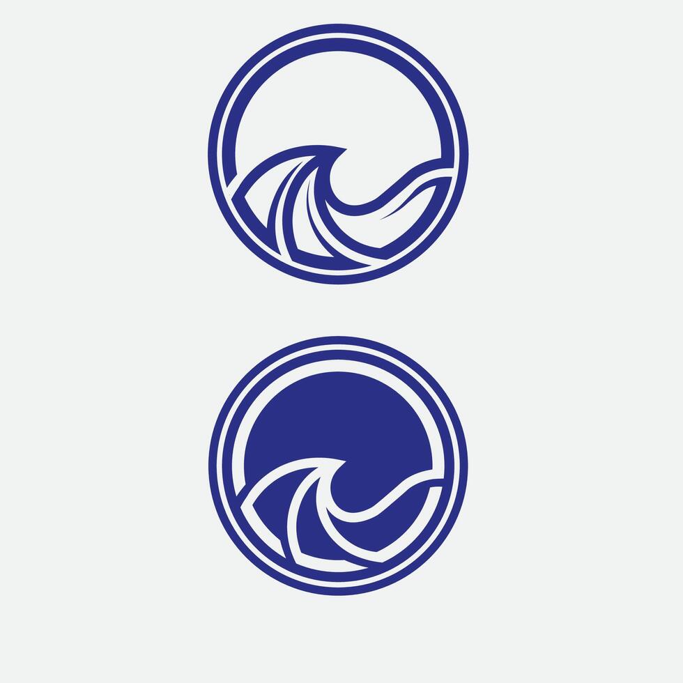 Golf en water geïsoleerd ronde vorm logo blauw kleur zee, oceaan, rivier- oppervlakte vector