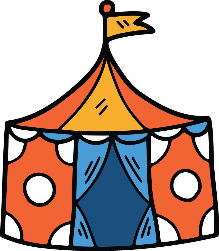 hand- getrokken carnaval tent in vlak stijl vector