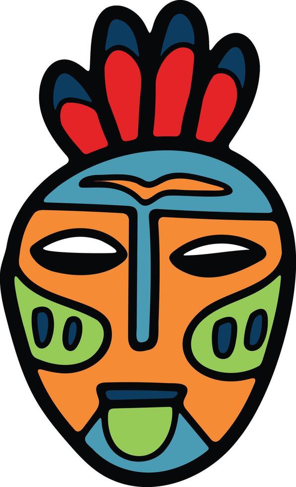 hand- getrokken tribal masker in vlak stijl vector