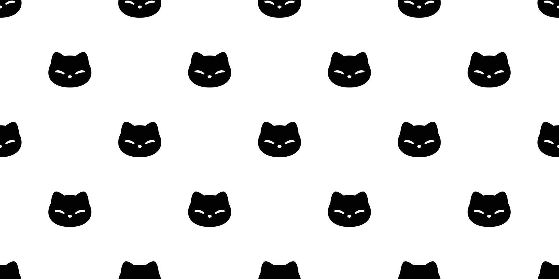 kat naadloos patroon katje calico vector huisdier gezicht hoofd sjaal geïsoleerd herhaling achtergrond tekenfilm dier tegel behang illustratie tekening zwart ontwerp