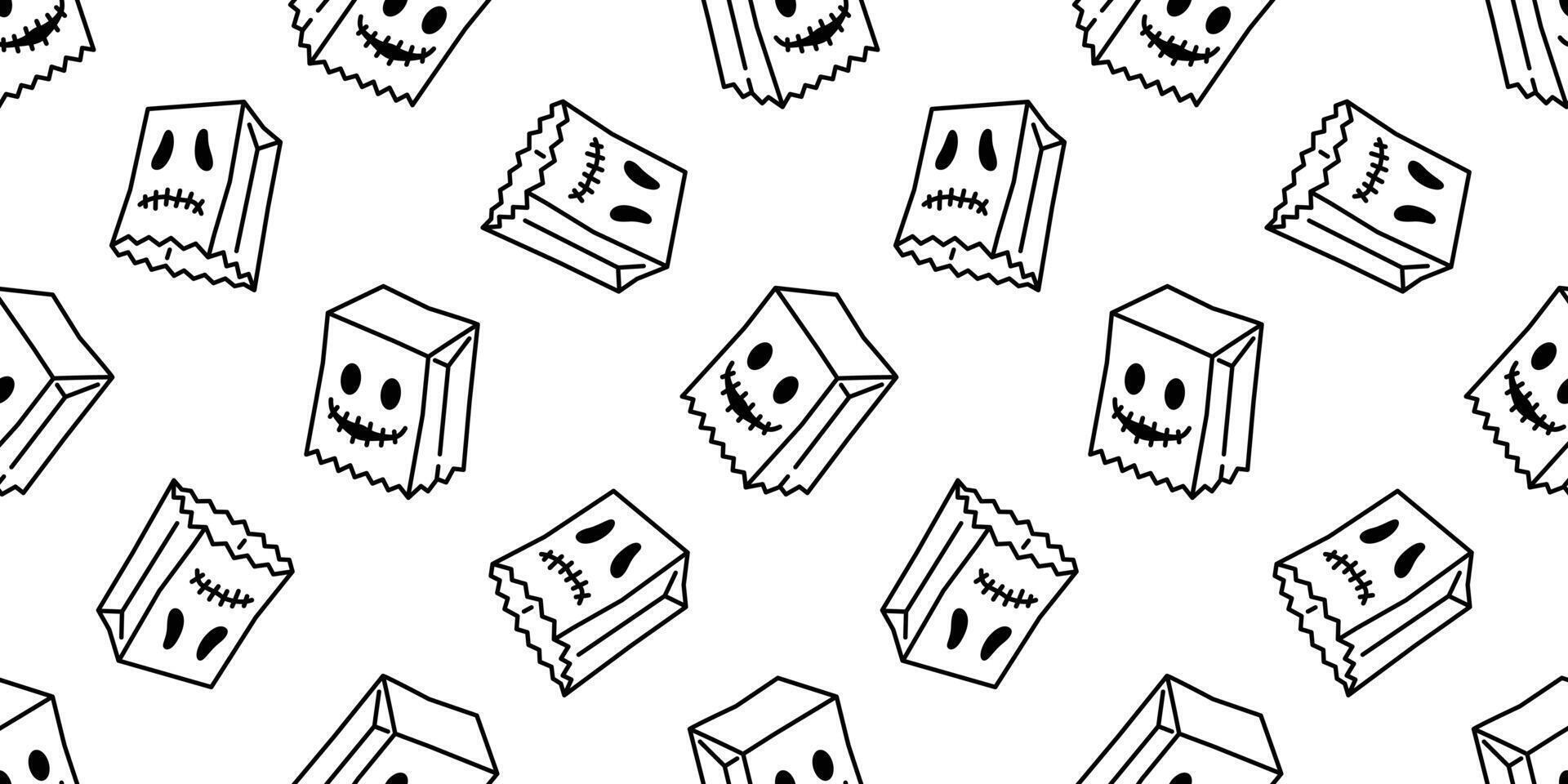 geest naadloos patroon halloween spookachtig tekenfilm vector papier zak sjaal geïsoleerd tegel achtergrond herhaling behang onheil duivel tekening illustratie geschenk inpakken papier ontwerp