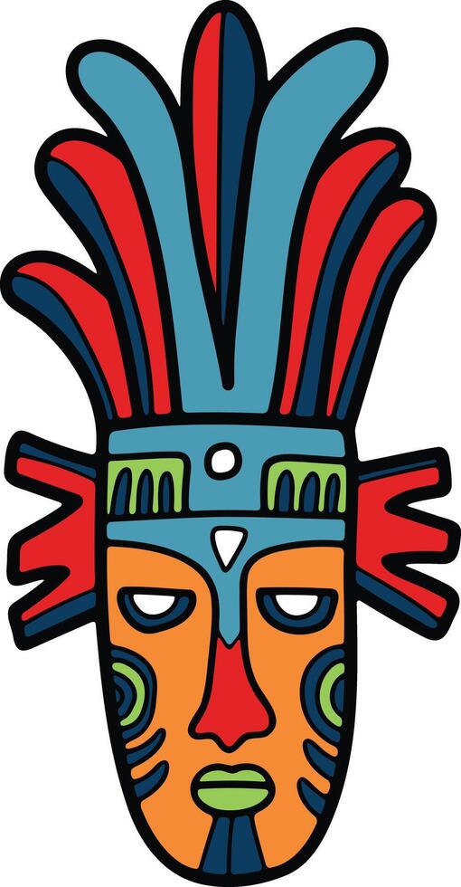 hand- getrokken tribal masker in vlak stijl vector