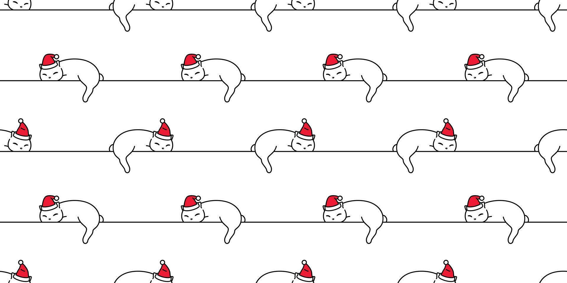 kat naadloos patroon Kerstmis de kerstman claus hoed katje vector slapen tekenfilm sjaal geïsoleerd herhaling behang tegel achtergrond illustratie tekening wit ontwerp
