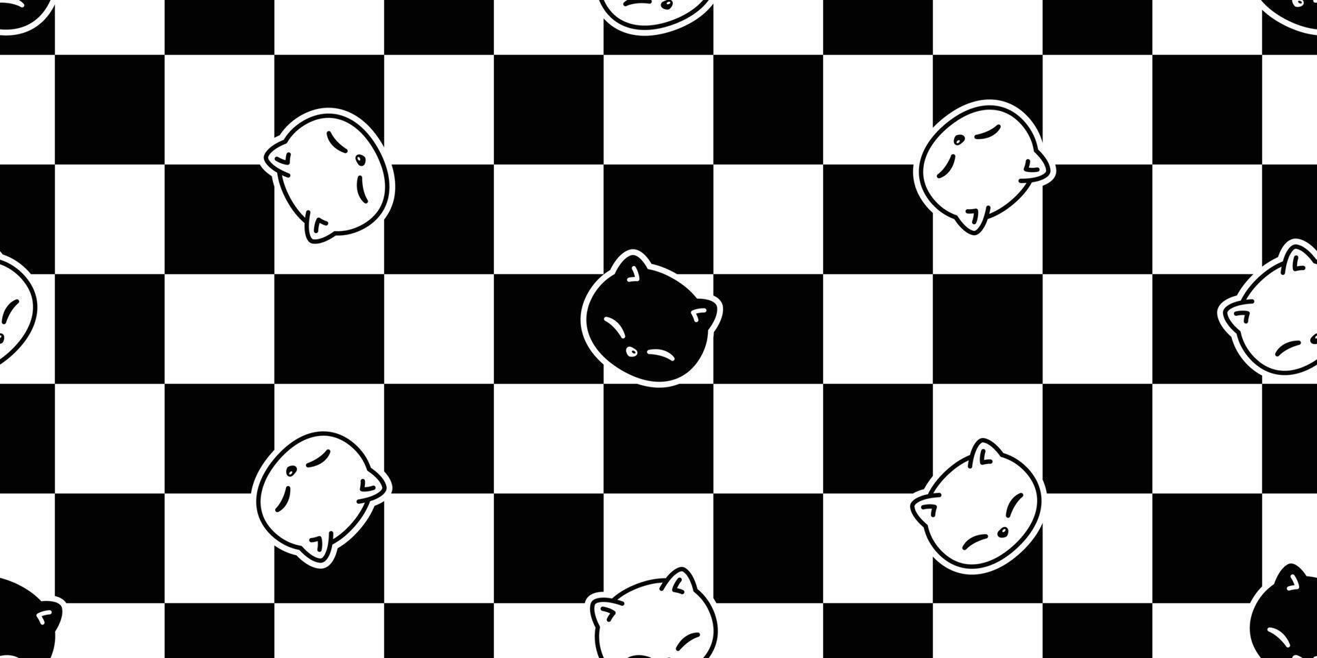 kat naadloos patroon katje calico vector huisdier hoofd gezicht gecontroleerd sjaal geïsoleerd herhaling achtergrond tekenfilm dier tegel behang illustratie tekening wit zwart ontwerp