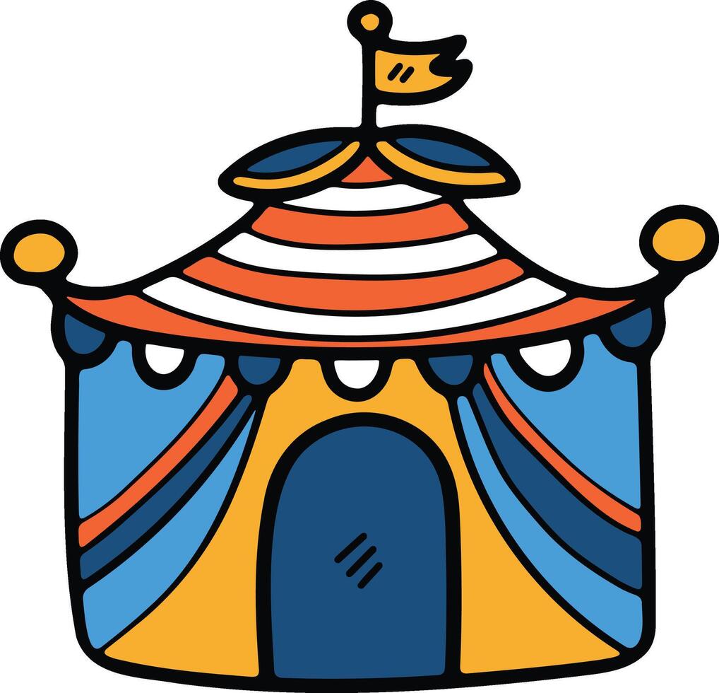 hand- getrokken carnaval tent in vlak stijl vector